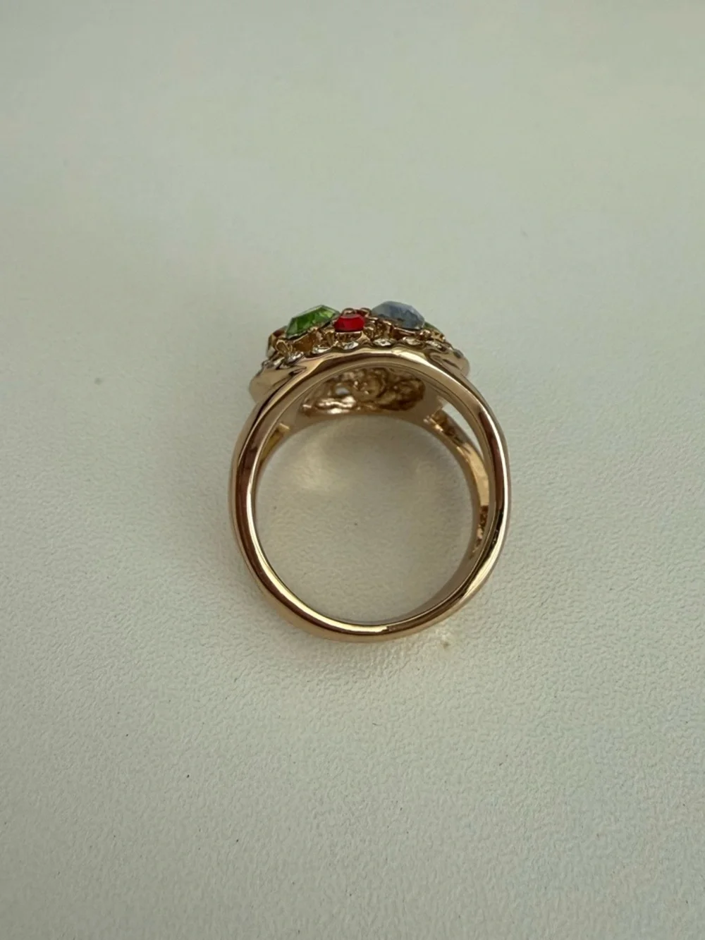 Avon Gold-Tone Multicolor Crystal Cluster Ring